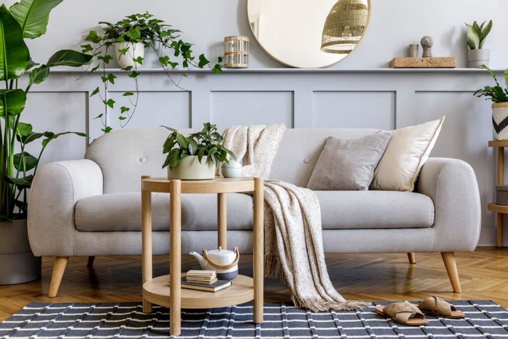 canapé gris design scandinave