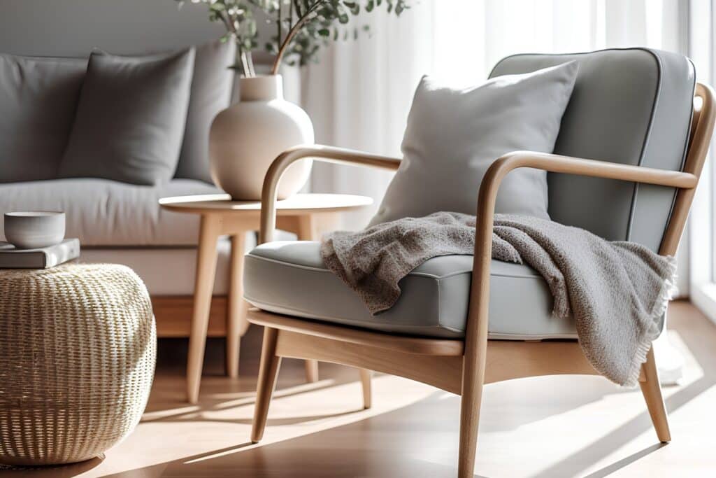 fauteuil et plaid style scandinave