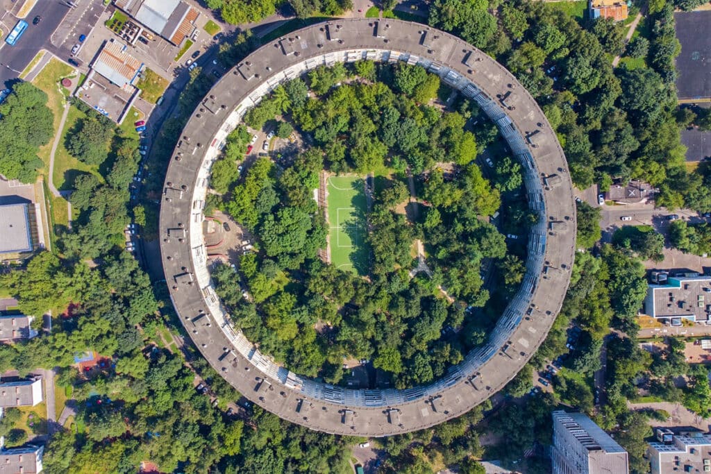 immeuble rond de Moscou vu du dessus