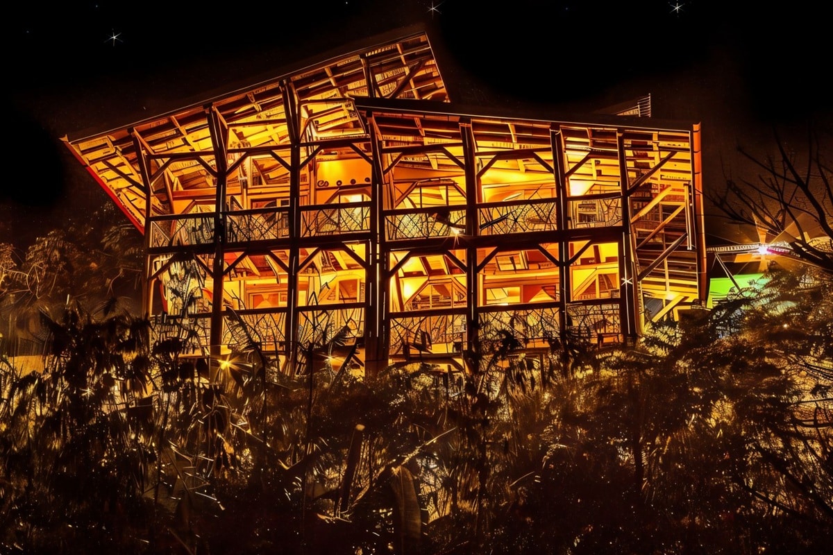 maison en bambou à Tzununa