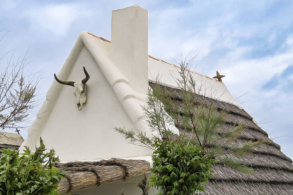 pignon cabane de gardian avec tête de taureau