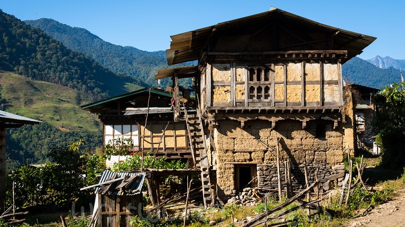maison rurale au Bhoutan