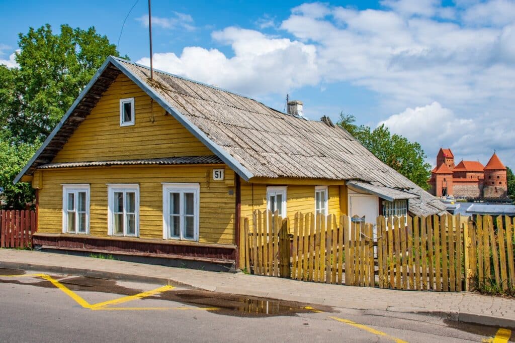 maison en bois à Trakai