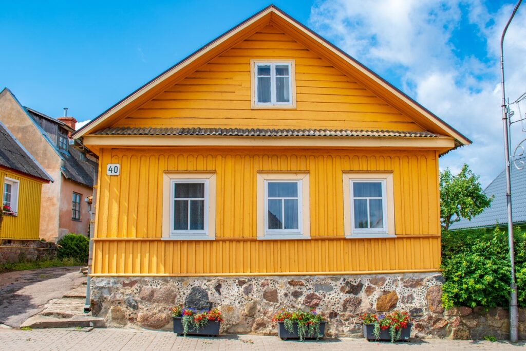 maison en bois à Trakai