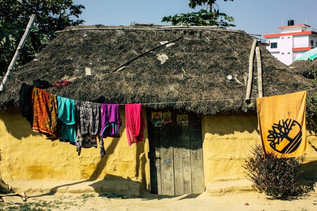 maison rurale en terre de Lumbini