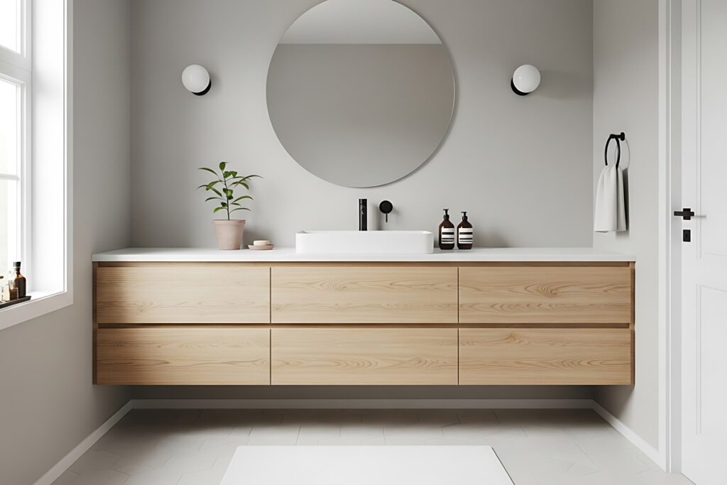 meuble sous lavabo dans une salle de bains
