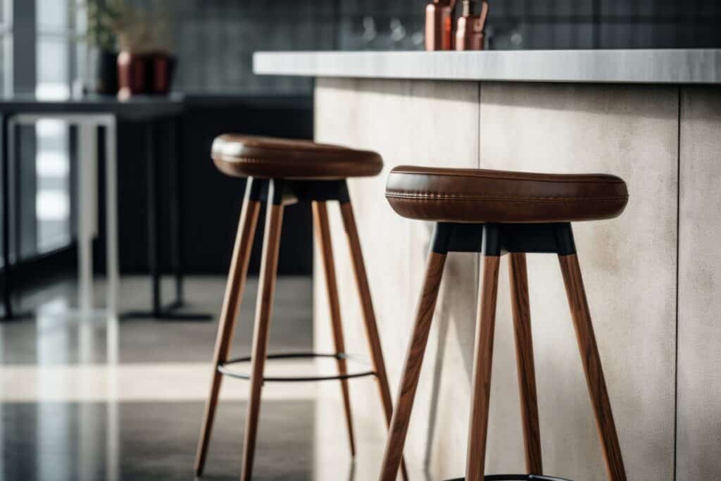 tabourets de bar devant un comptoir
