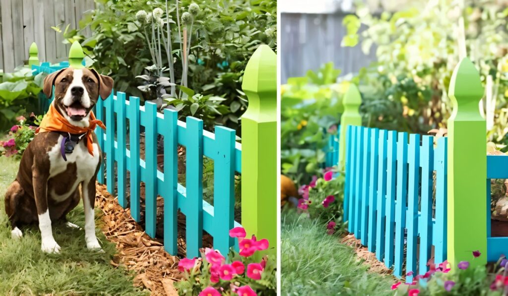 clôture bois colorée