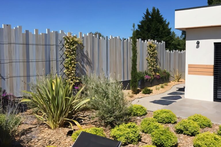 belle clôture en PVC dans un jardin