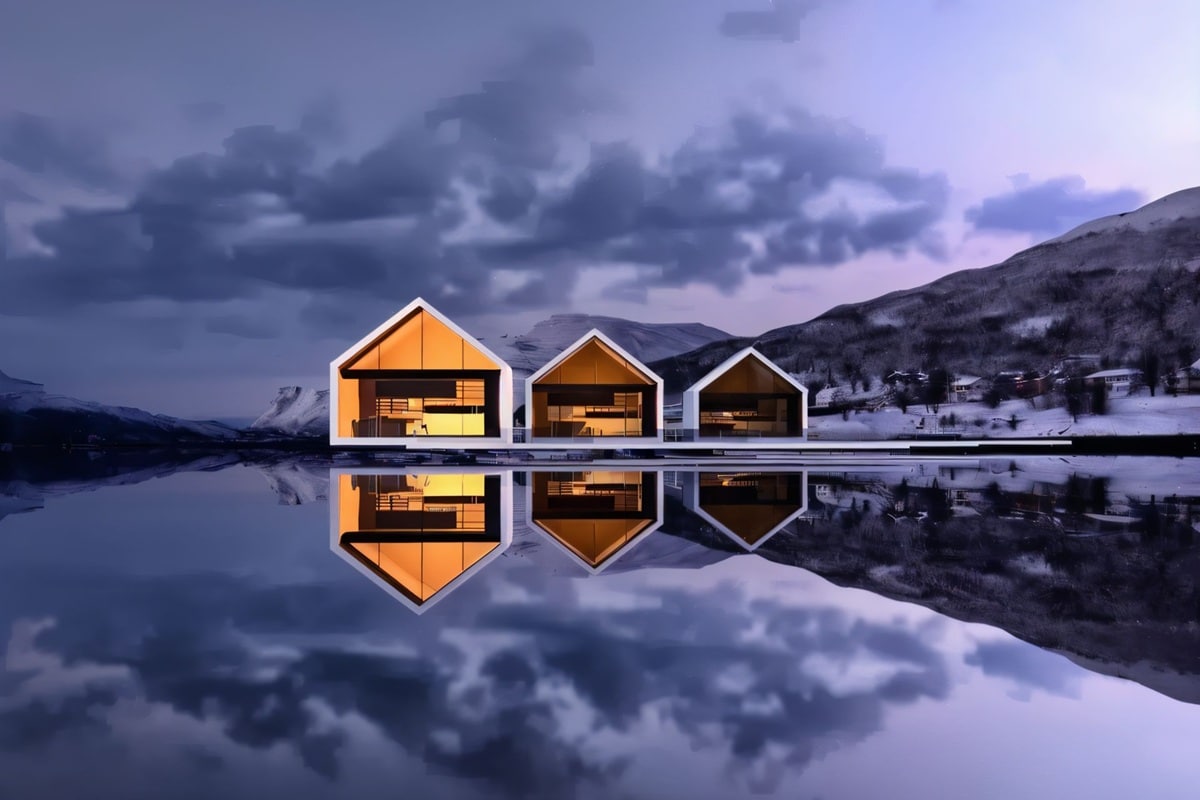 Des maisons conceptuelles entourées de magnifiques paysages