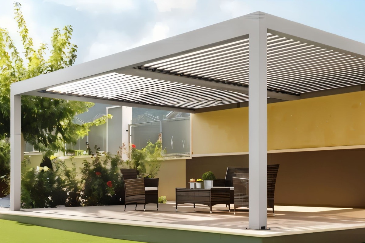 pergola en alu sur une grande terrasse