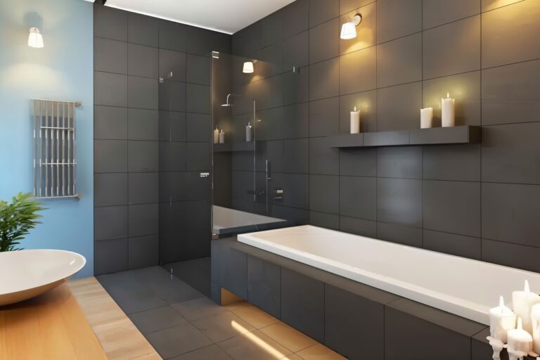 salle de bain en feuille de pierre