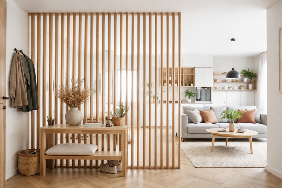 claustra en bois dans un intérieur