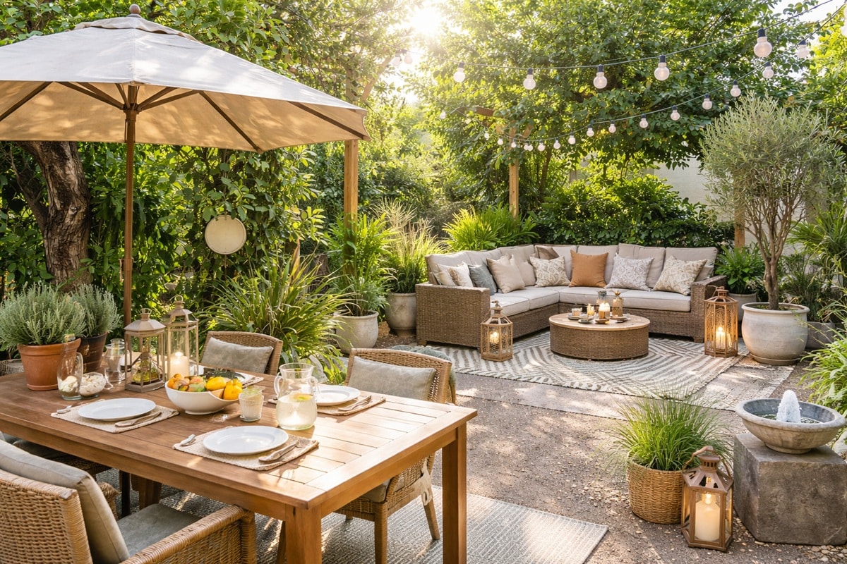 espace extérieur bien décoré