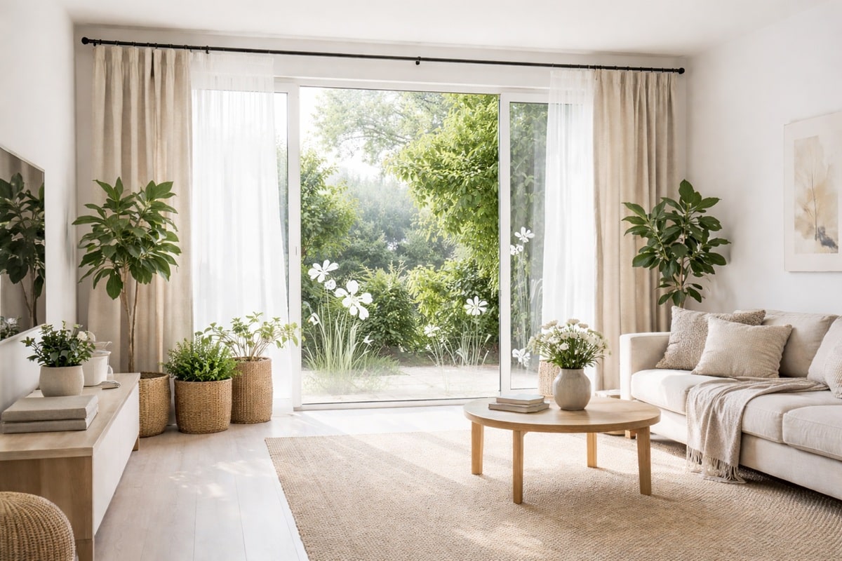 baie vitrée bien décorée