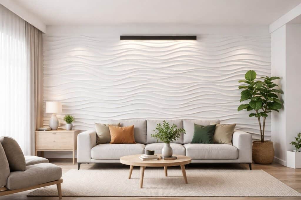 panneau mural 3d dans un salon