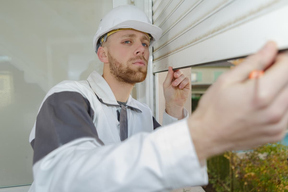 homme change lame volet roulant électrique