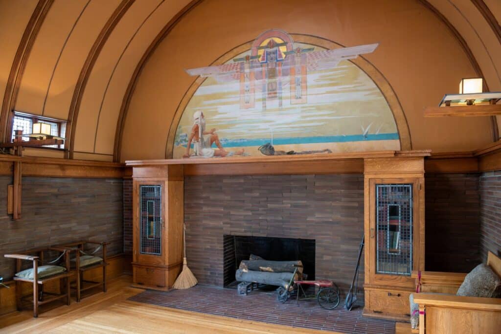 cheminée intérieur Maison et studio Frank Lloyd Wright à Chicago