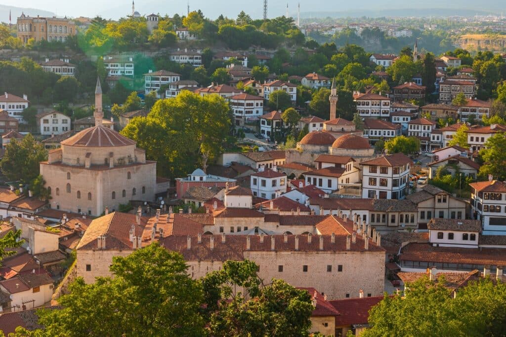 aysage urbain de Safranbolu au coucher du soleil de la colline Hidirlik