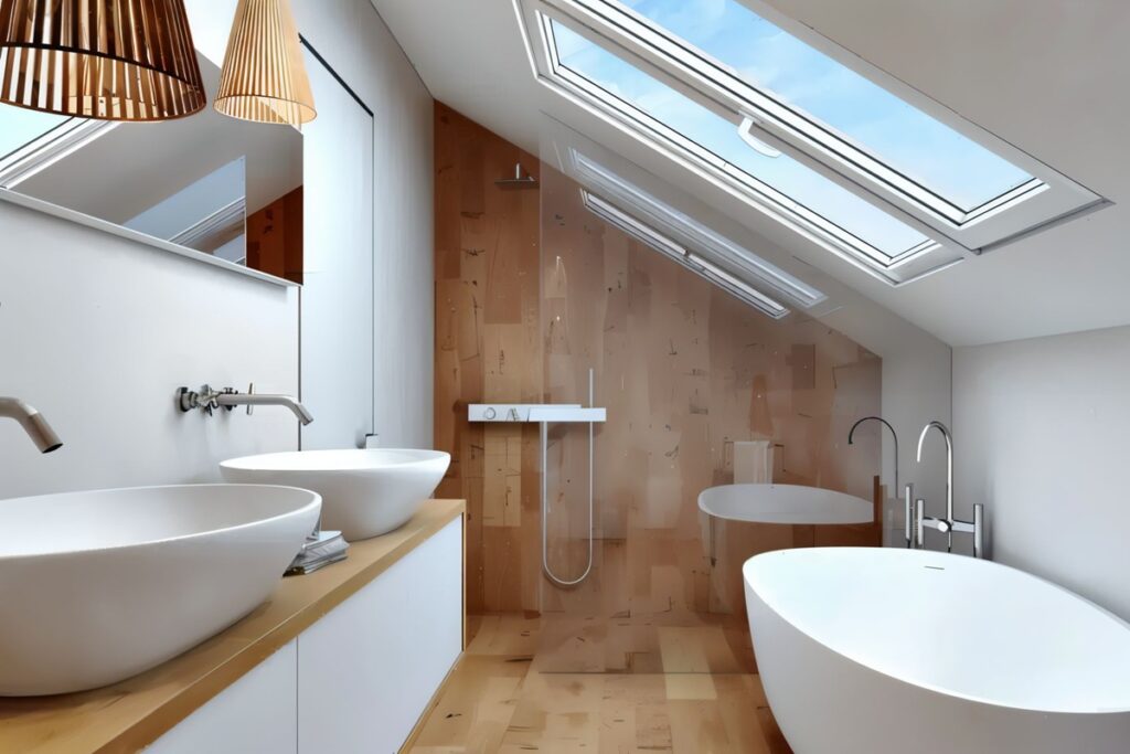 salle de bains sous pente de toit