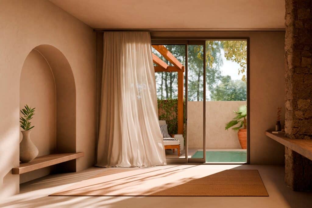 intérieur d'une maison de style méditérannéen