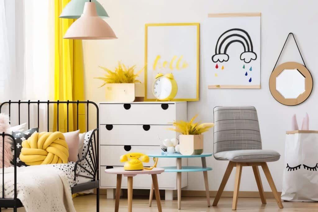 chambre d'enfant bien décorée et colorée