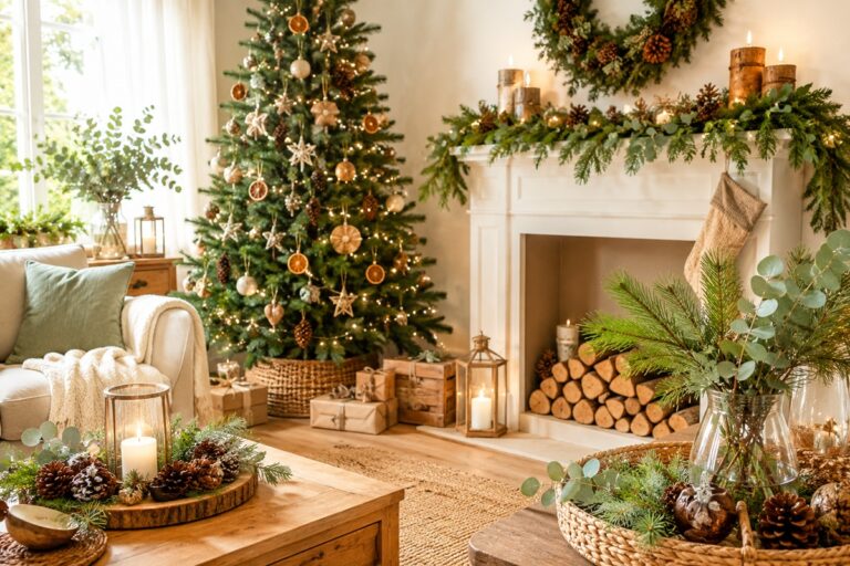 beau salon décoré avec un thème pour Noël