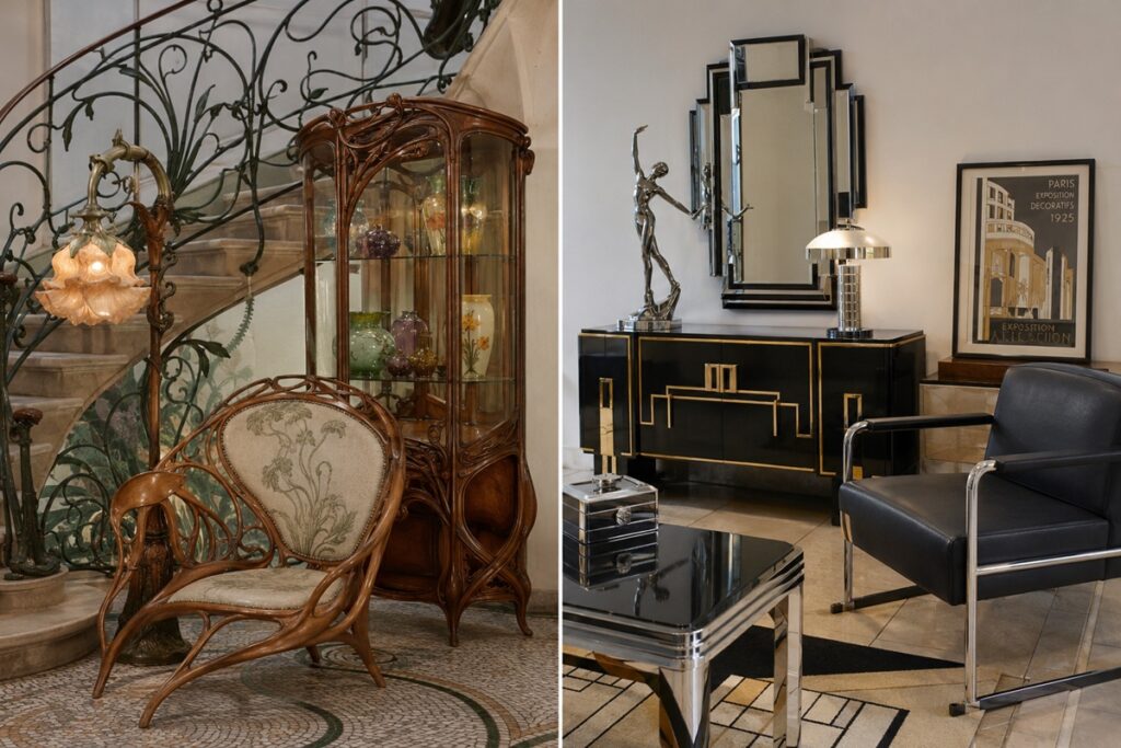 différences matériaux art nouveau et art déco
