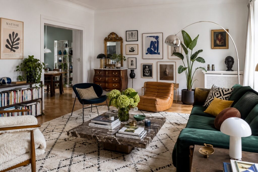 salon éclectique élégant