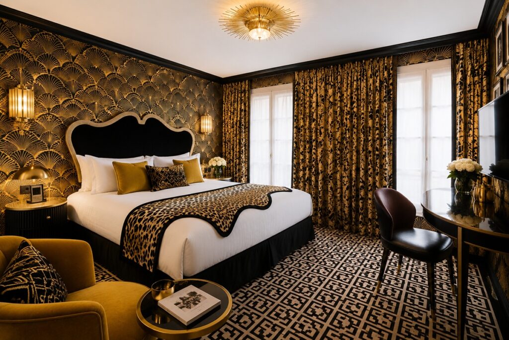 chambre art déco avec décoration maximaliste