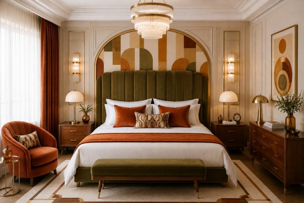 chambre art déco avec une touche des années 70