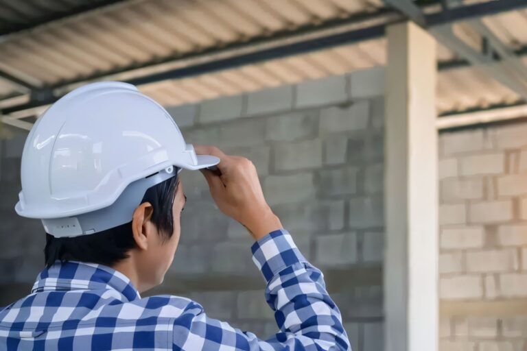 un entrepreneur vérifie le chantier