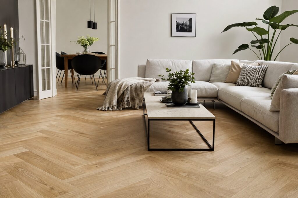 parquet clair dans un salon