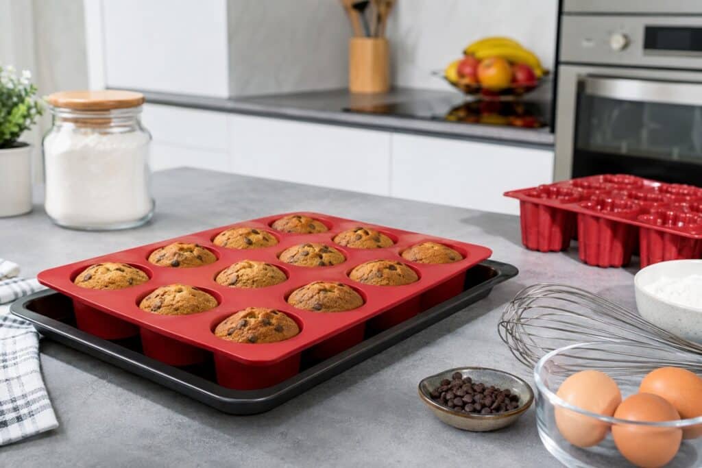 petits gateaux dans un moule en silicone