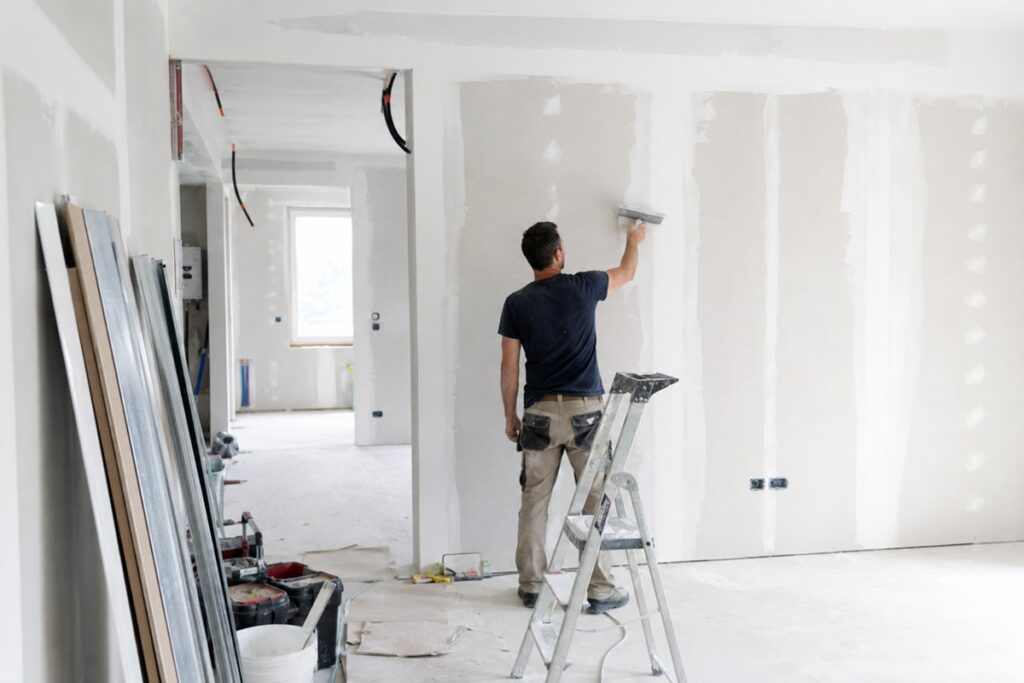 artisan plaquiste qui fait des bandes