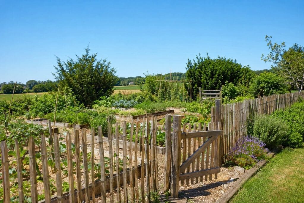 potager clôturé avec des ganivelles en boic