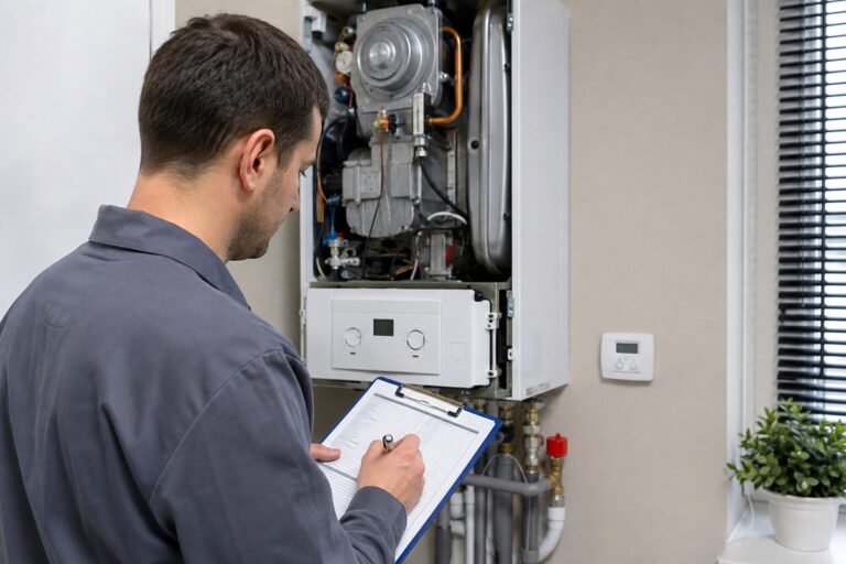 professionnel entretenant une chaudière