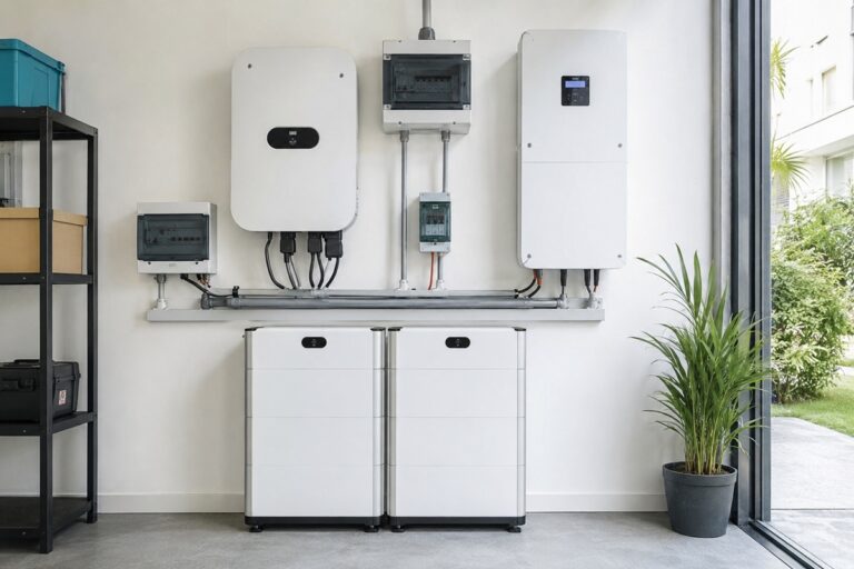 Installation électrique solaire moderne dans un garage