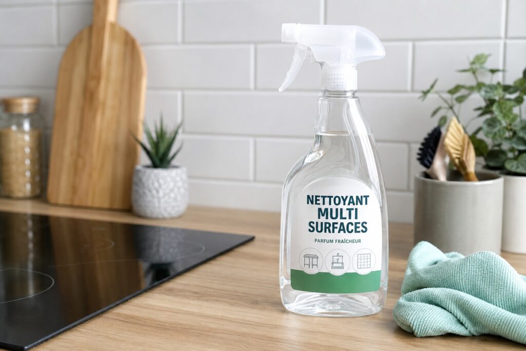 nettoyant multi-surface posé dans une cuisine