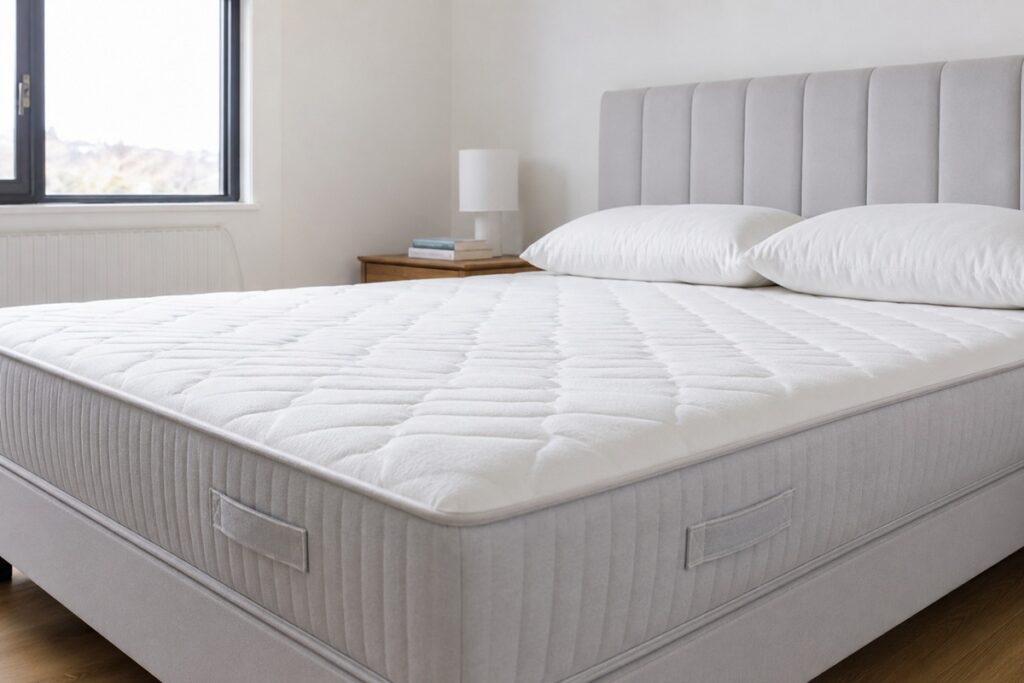 chambre minimaliste avec lit et matelas ferme
