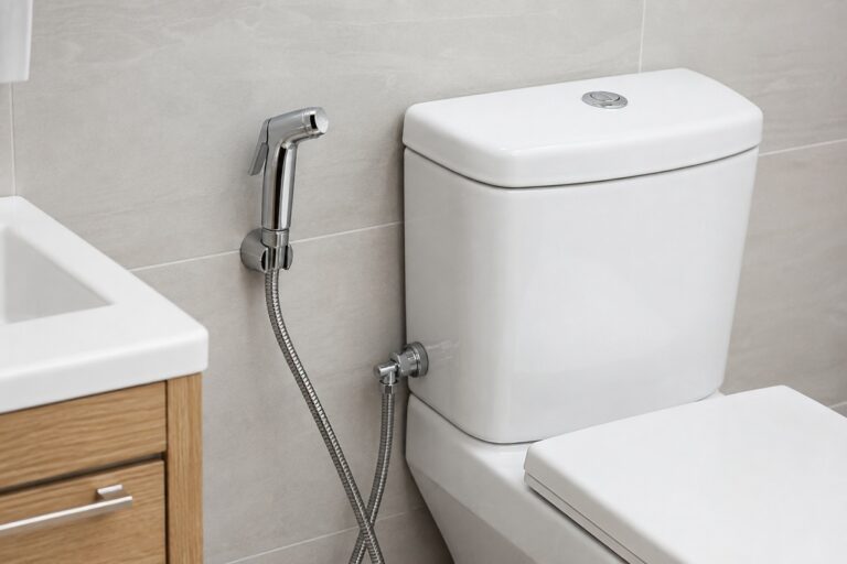 Salle de bain moderne avec toilette et douchette