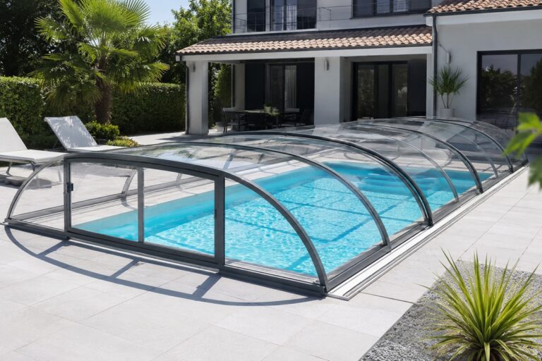 Piscine moderne sous dôme rétractable
