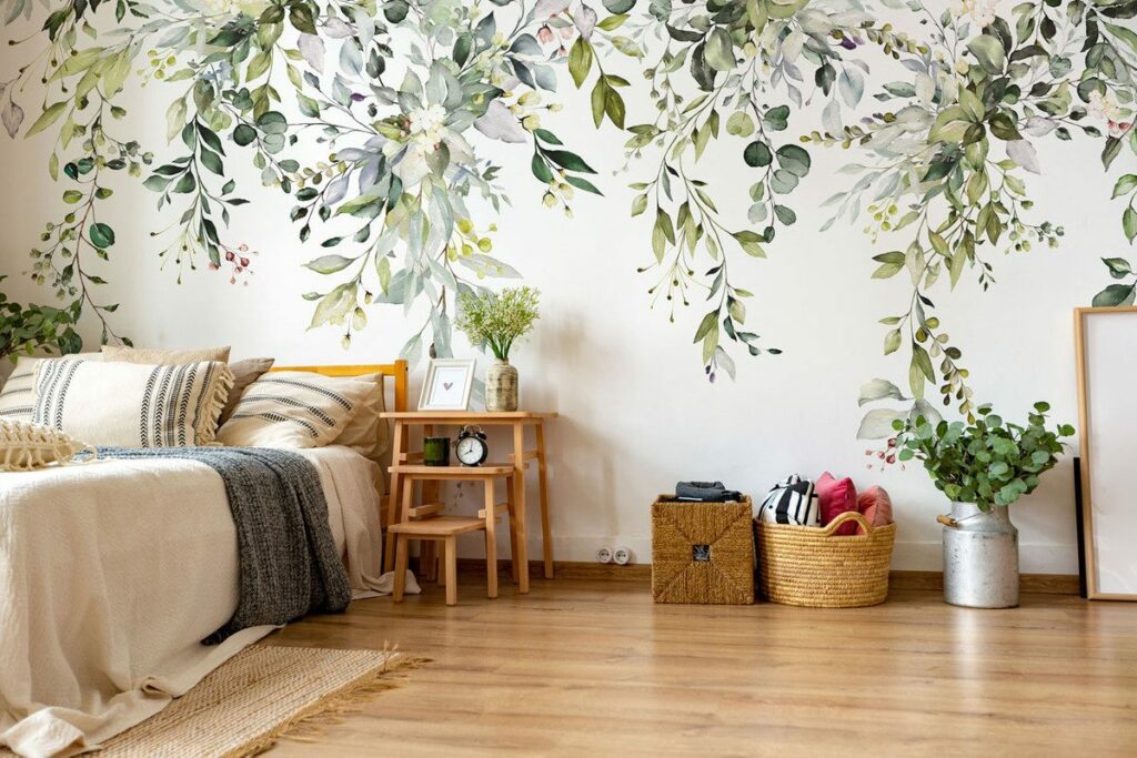 chambre à coucher papier peint floral