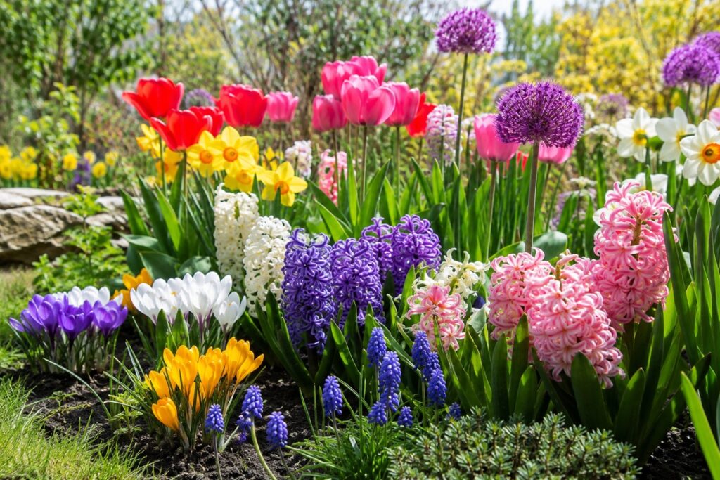 Parterre printanier aux fleurs éclatantes
