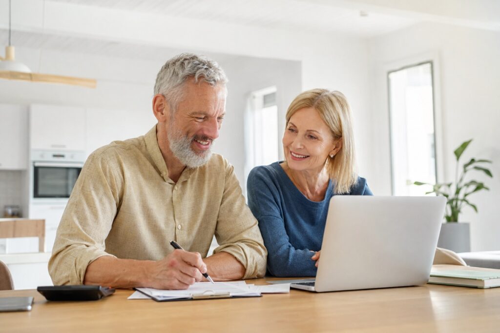 couple âgé faissant des recherches sur internet à propos de l'immobilier