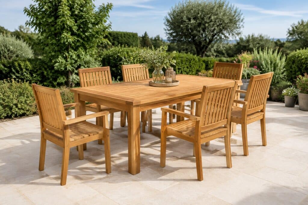 Élégant ensemble de mobilier de jardin en teck