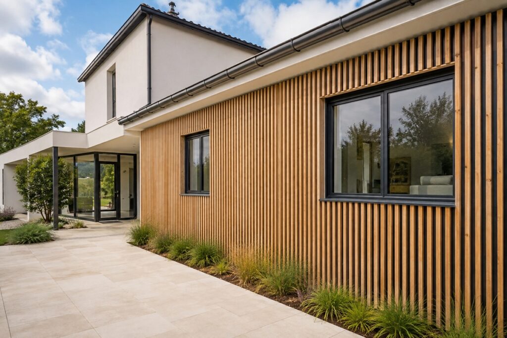 Maison contemporaine à bardage bois ajouré