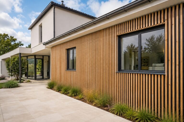 Maison contemporaine à bardage bois ajouré