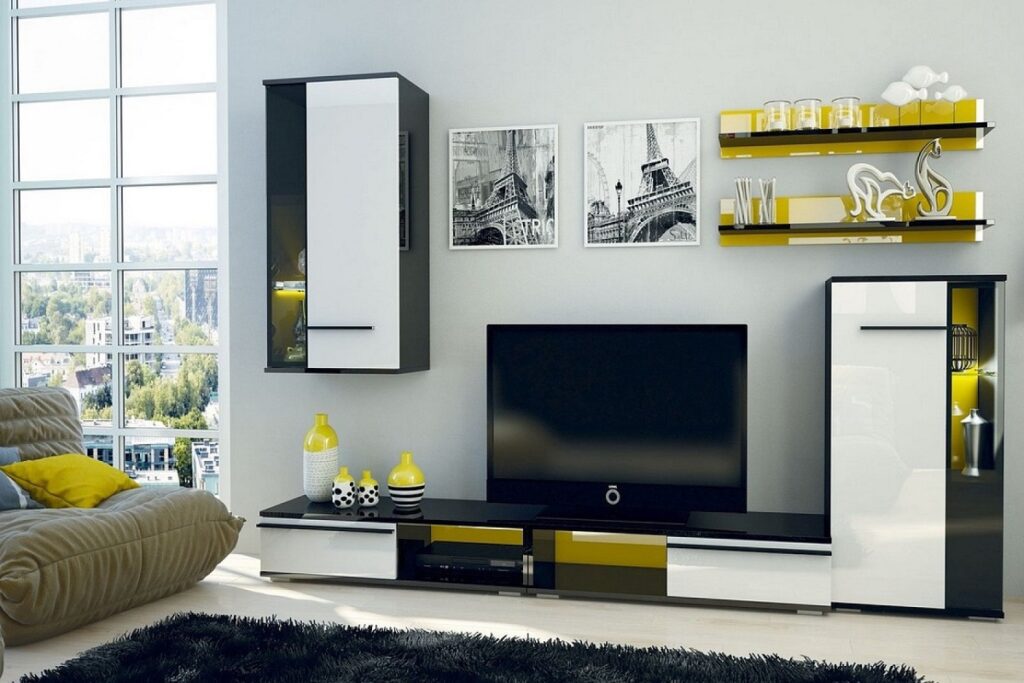 salon contemporain avec joli meuble TV