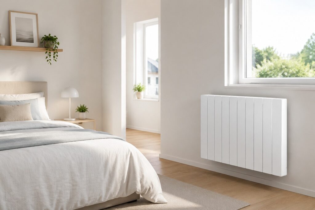 Chambre lumineuse avec radiateur mural